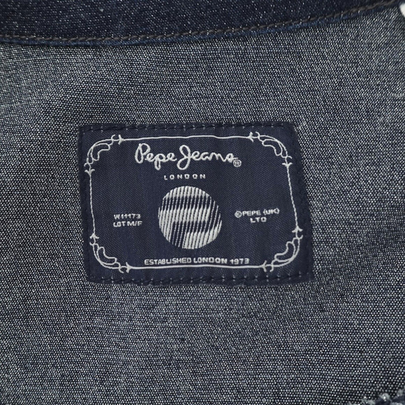 Y2K Pepe Jeans London Cropped Jacket Womens Medium Blue Metallic Thread Sparkle - Picture 3 of 14